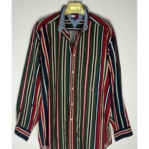 Tommy Hilfiger vintage Button Down Shirt Mens Denim Style Embroidered Logo Y2k